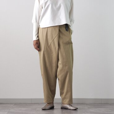 オールシーズン◎/ラップ風テーパードパンツ《ベージュ》3丈から選べます。