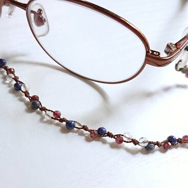 【メガネコード】ガーネットとラピスのブラウン系メガネコード　Y-2100G