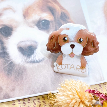 【うちの子オーダー】犬さん猫さん•七宝焼帯留め（ブローチ金具に変更可）