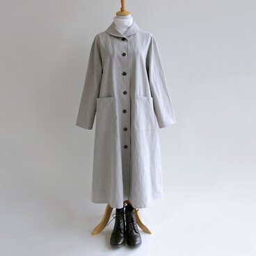 国産綿麻キャンバスのロングコート（サンドベージュ）
