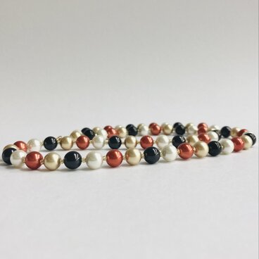 ガラスパールとビーズのマルチカラーマチネーネックレス/8mm約60cm/コーラルルージュmix/made in japan