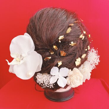 ダリア☆結婚式髪飾り☆成人式髪飾り☆卒業式髪飾り☆白無垢ヘア☆袴ヘア☆着物☆和玉☆プリザーブドフラワー☆アーティシャルフラワー☆