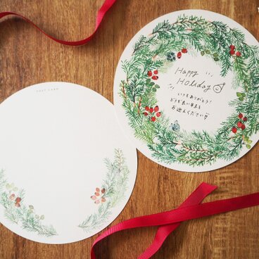 クリスマスリースのポストカード