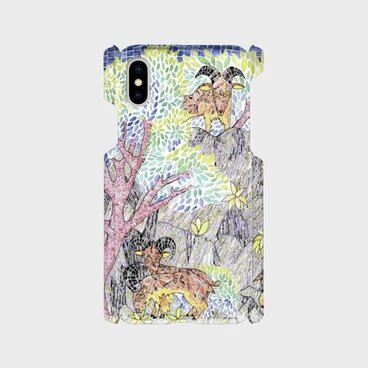 色のリズムが重なる森で──バーバリーシープ6匹の背面iPhoneケース