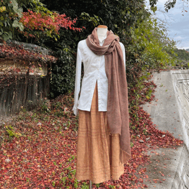オーガニック播州織柿渋染めストールk25043