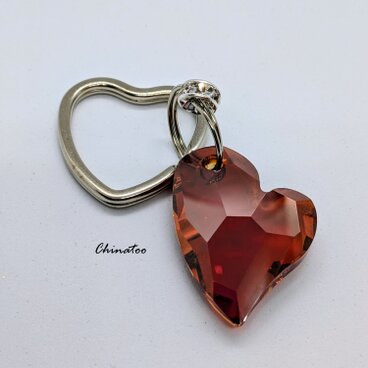 【新色】ダブルハート　クリスタルレッド　キーリング