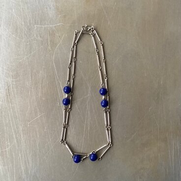 Vintage 80s USA Sarah Coventry blue beads chain necklace