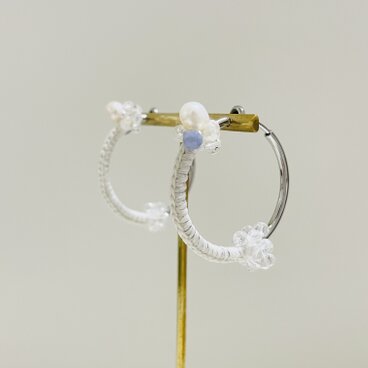 【ピアスに見えるイヤリング】タンザナイトと淡水パール　　金属ｱﾚﾙｷﾞｰ対応　e0シルバー