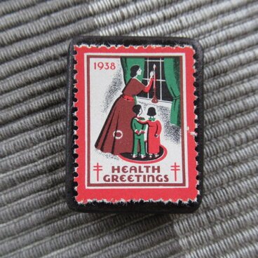 アメリカ　クリスマス複十字切手ブローチ10688