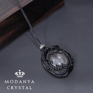 水晶の樹脂粘土ペンダントトップ1（革紐付き）1499