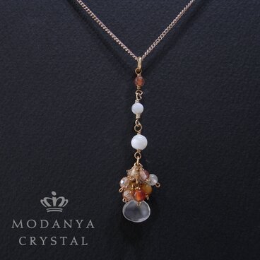 ムーンストーン+サンストーンのネックレス0246