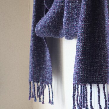 手織りカシミアマフラー・・ミックスパープル
