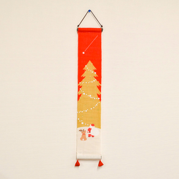 ウォールデコレーション　クリスマス　サンタクロース  飾り　麻織布　10cm×60cm　KMN138