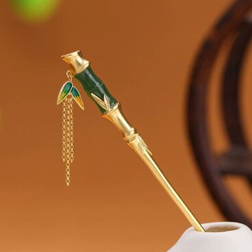 竹のかんざし - 自然の美しさを感じさせるヒスイを使用　K203
