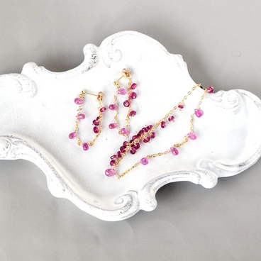 クリスマスコレクション 　ピンクサファイアxピンクトルマリン　14kgf