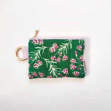 フランス製キルティング生地・カラビナ付きポーチ（lavender：ラベンダー）