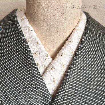 洗える刺繍半衿 総ラメ