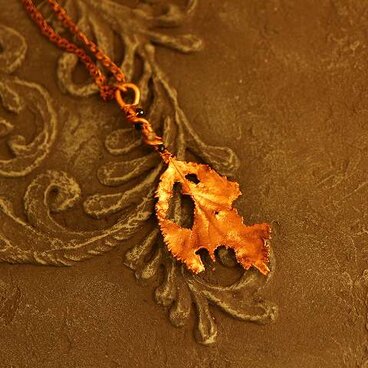 病葉＊銅＊エレクトロフォーミング＊真鍮ネックレス＊E-13