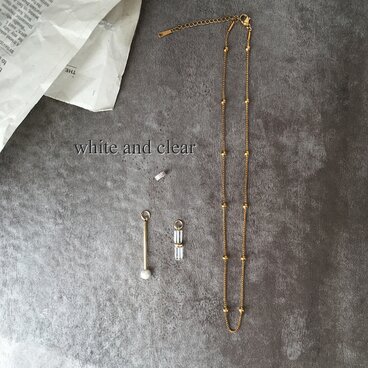 付け替えできる コンビネーションメタル チャーム ネックレス / ホワイト＆クリア