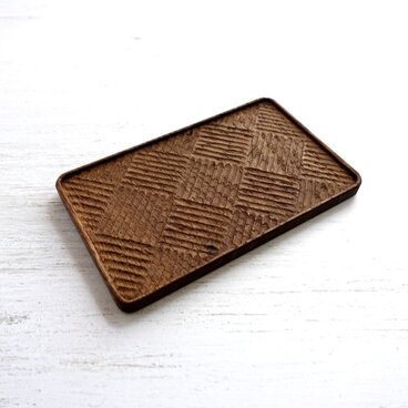 木彫トレイ 楢(ナラ) 栗渋染め