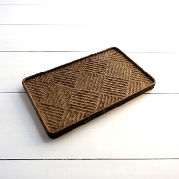 木彫トレイ 楢(ナラ) 栗渋染め