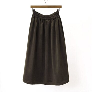 ☆新色【即納】コーデュロイ ギャザースカート（カーキブラウン）ダークカーキ