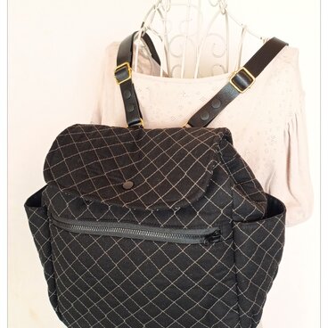 【受注製作】2wayキルトの５roomsリュックバッグ