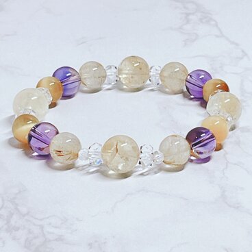 【商売繁盛・金運・財運・成功・開運】 経営を成功へ導く シトリン・ルチル・アメジスト ／パワーストーンブレス No728