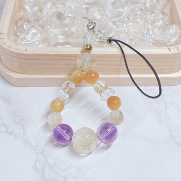 【商売繁盛・金運・財運・成功・開運】 経営を成功へ導く シトリン・ルチル・アメジスト ／パワーストーンストラップ No728S