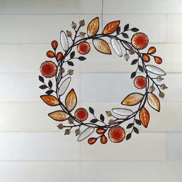 ガラスのリース［冬の花冠］ＬL（赤）