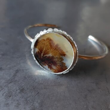 デンドリティックアゲートシルバーバングル