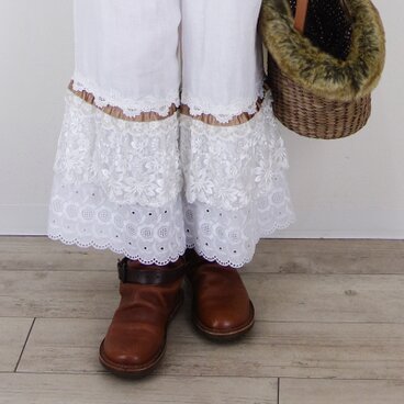 オフWガーゼレースMIX半端丈パンツ☆ペチパンツにも