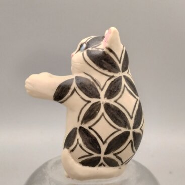 一輪ねこ　七宝模様