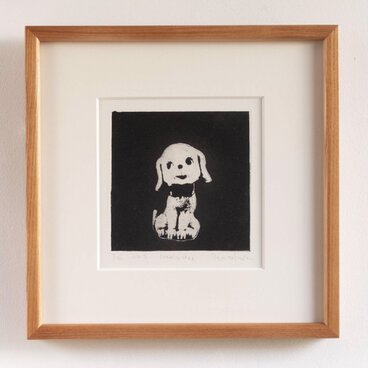 紙版画 "lovely dog"（額装）