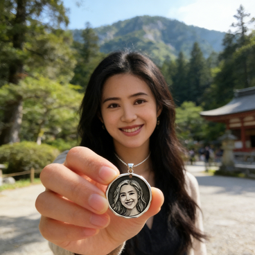 特集掲載 似顔絵 お写真から作る ペンダント・ネックレス 肖像画 名前入り 彼女 女性 妻 記念日 誕生日プレゼント