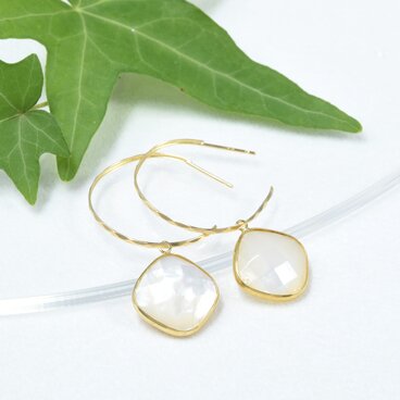 K18 白蝶貝 ピアスチャーム ダブルカット マザーオブパール CK036CIBSN