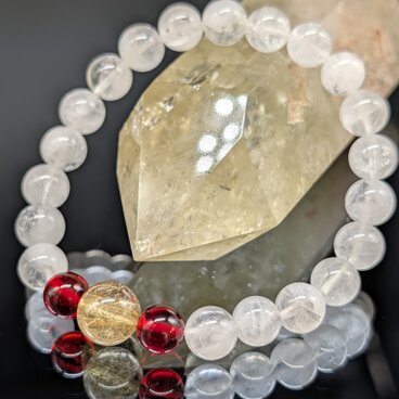 【最強金運・大願成就・健康】ゴールドルチルクォーツ レッドアンバー ヒマラヤ水晶 8mm 親玉10mm ブレスレット