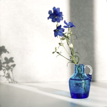 【Pilgrim Glass】アメリカ製 / ヴィンテージ /手吹きクラックルガラス / 一輪挿し / ブルー