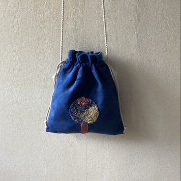 起毛リネンの巾着ショルダー