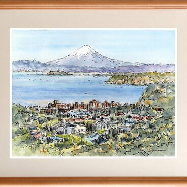 水彩画原画　披露山からの富士山　＃703