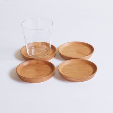 木製コースター 4枚セット アルダー材1 丸型