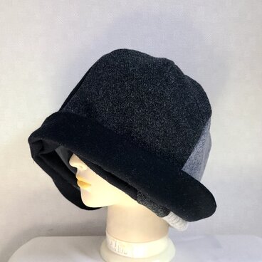魅せる帽子☆ふんわり軽い♪ウールのグラデーションクロッシュ～ブラック&グレー2