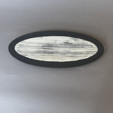 白化粧刷毛目楕円皿