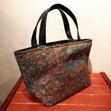 着物　トート型手さげバッグ（小）ファスナー付き