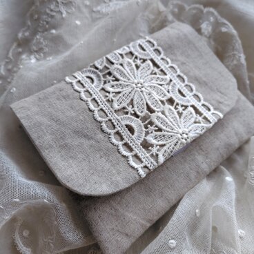 リネン*レース*通帳ケース