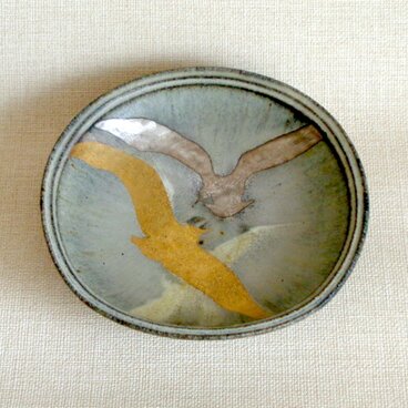 四方皿 (金銀彩鳥b)