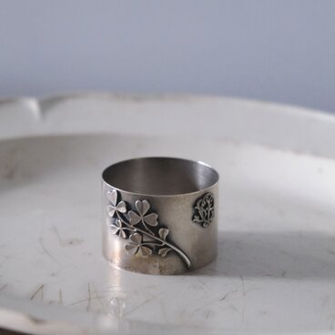 ナプキンリング クローバー モノグラム シルバー フランス アンティーク 0502441