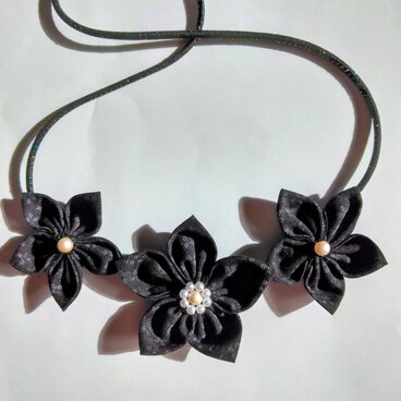 軽くて和柄の花ネックレス　88