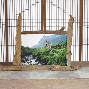 流木フォトスタンド　写真額　写真立て　木の額　　流木アート　木のインテリア　ナチュラルアート　１１６