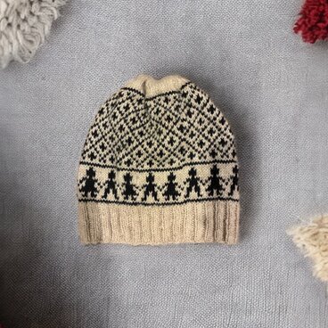 北欧柄手編みのニット帽子/シェットランドウール